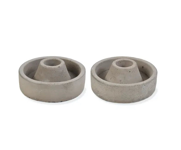 Cement Candle Holder - Short Grey
