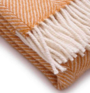 So Cosy Wool Throw - Dutch Orange & White - Herringbone