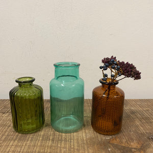 Mini Dark Green Glass Bottle Vase