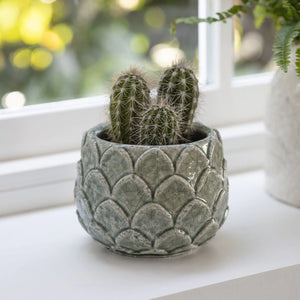 Artichoke Pot  - Green Glazed 15cm