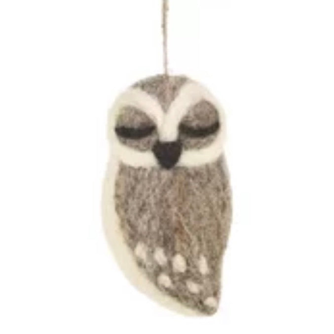 Grey Owl - Felt Christmas Decorations