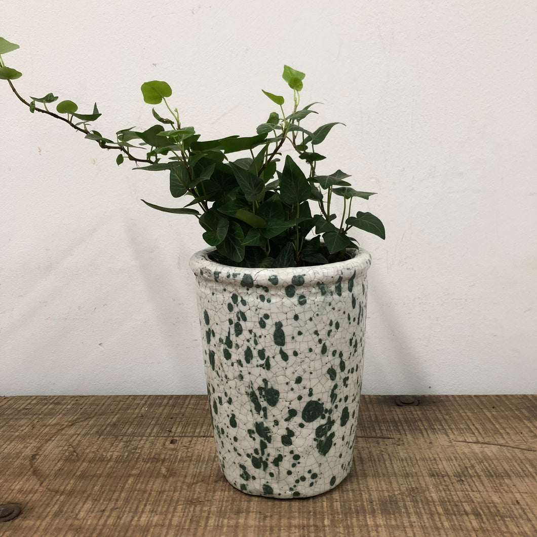 Tall ceramic pot - Green Splash