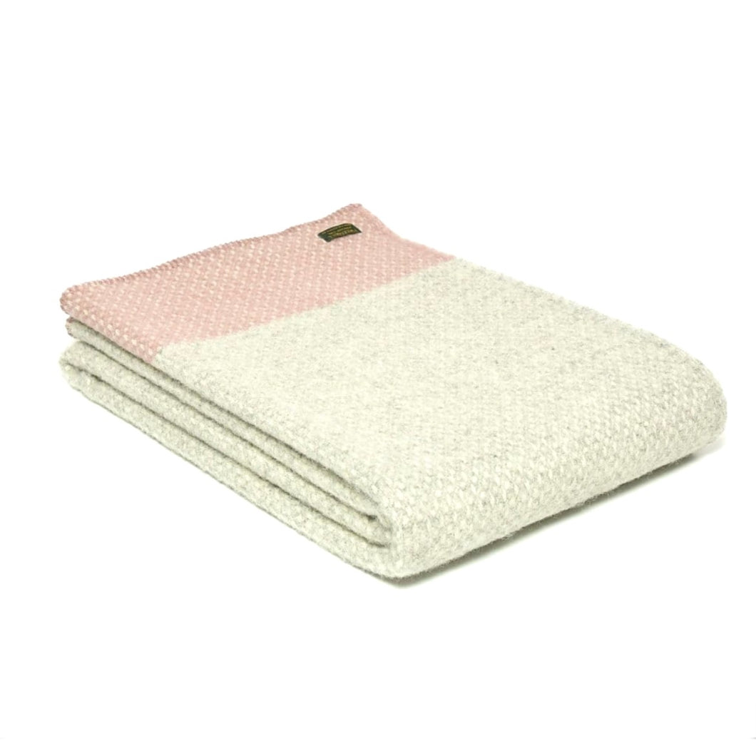 Wool Throw - Grey and Pink