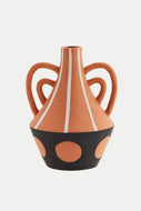Hand Painted Terracotta Curved Vase
