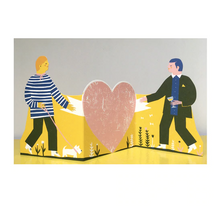 Load image into Gallery viewer, Two Men Concertina Heart Card  - Printed Peanut
