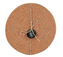 Load image into Gallery viewer, Hand Woven Circular Placemat - Tangerine
